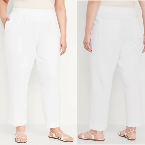 New Old Navy High Rise Linen Blend Straight Pants Comfort XXL TALL White Beach - Picture 1 of 14